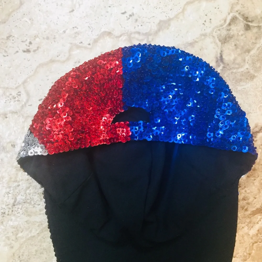 Vintage 90s Full Sequin Texas Flag Glam Baseball Cap Hat - Picture 5 of 8